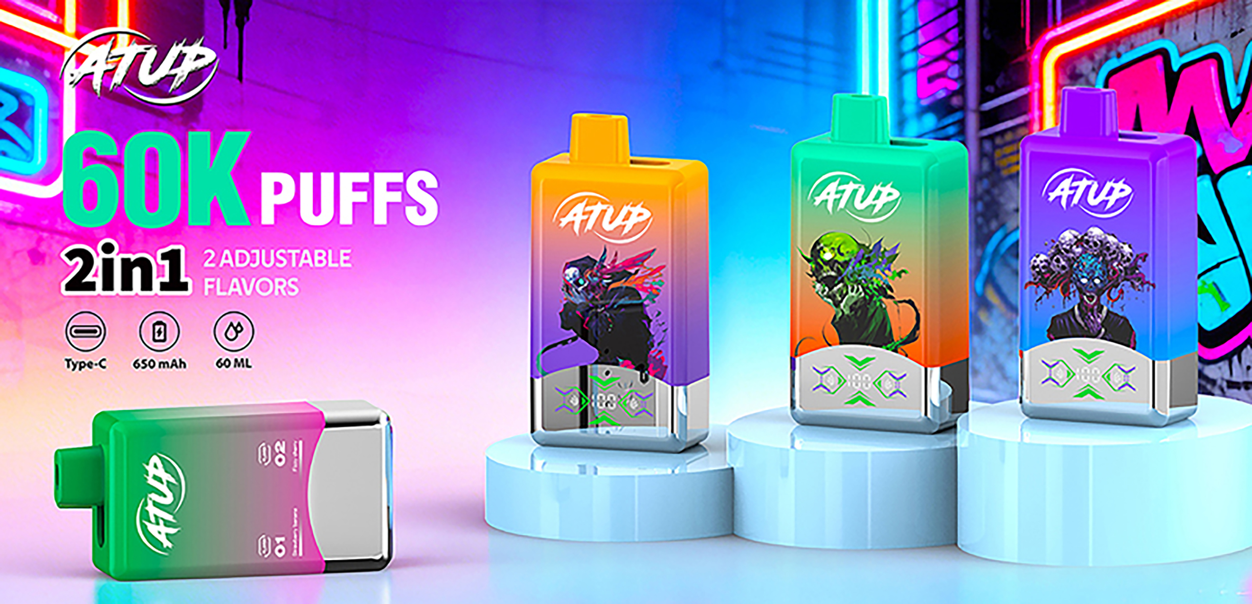 ATUP 60000 Puffs 2 flavor Disposable Vape