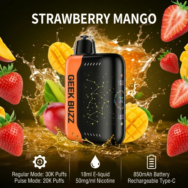 Geek BUZZ – jednorazowy vape o smaku truskawkowo-mango