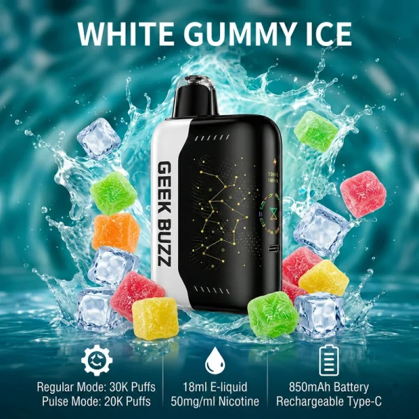 Geek BUZZ White gummy ice disposable vape