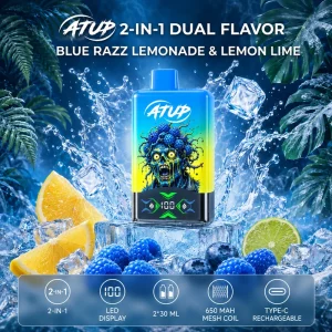 ATUP 60 000 zaciągnięć – jednorazowy vape o smaku niebieskiej lemoniady Razz oraz cytryny i limonki