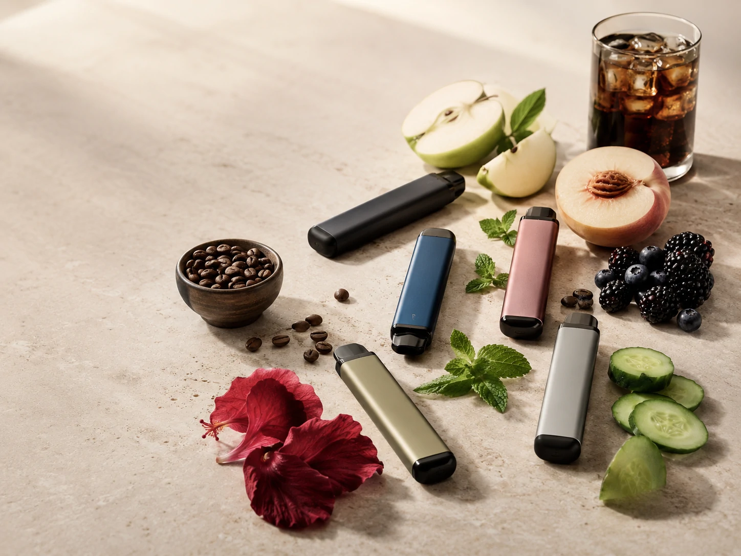Vaperow disposable vapes with fruit, coffee, and cola flavours (ID#1)