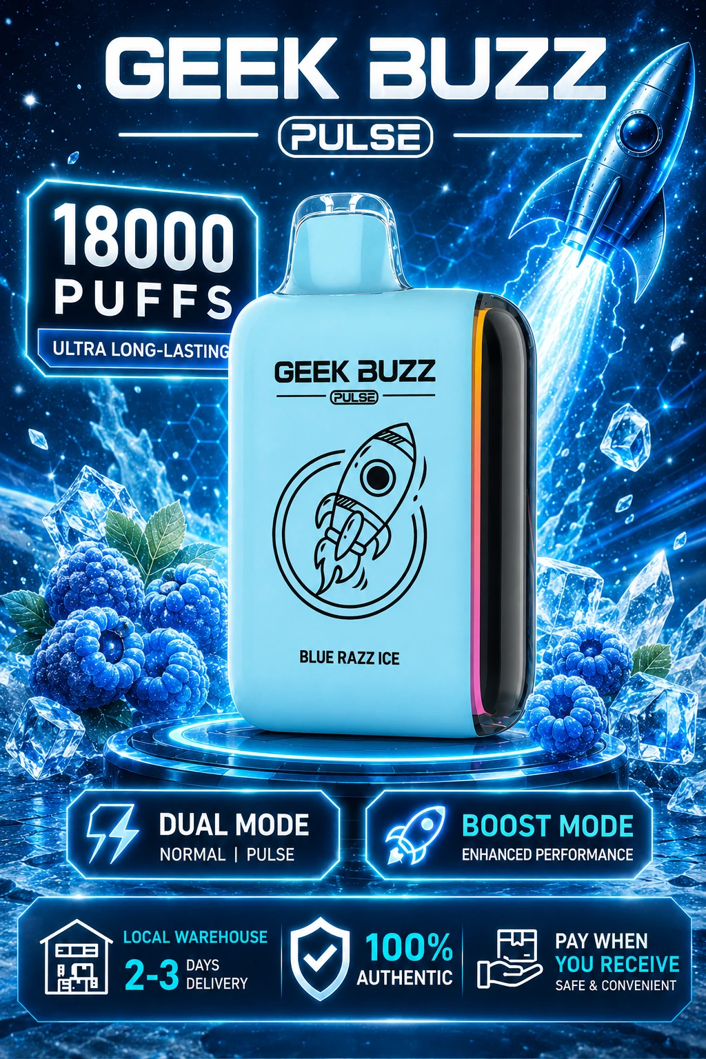 Blue Razz Ice 18K Puffs Disposable E-Cigarette