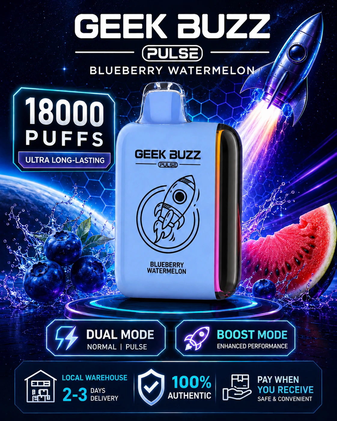 Blueberry Watermelon 18K Puffs Vape Pen
