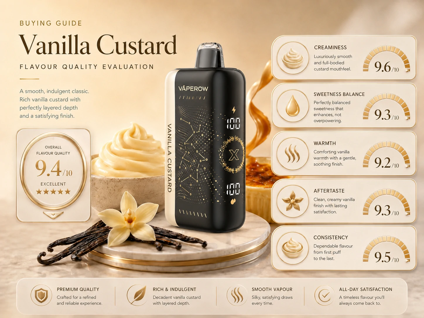 Flavour Quality Guide Vaperow vanilla custard disposable vape flavour quality guide (ID#3)