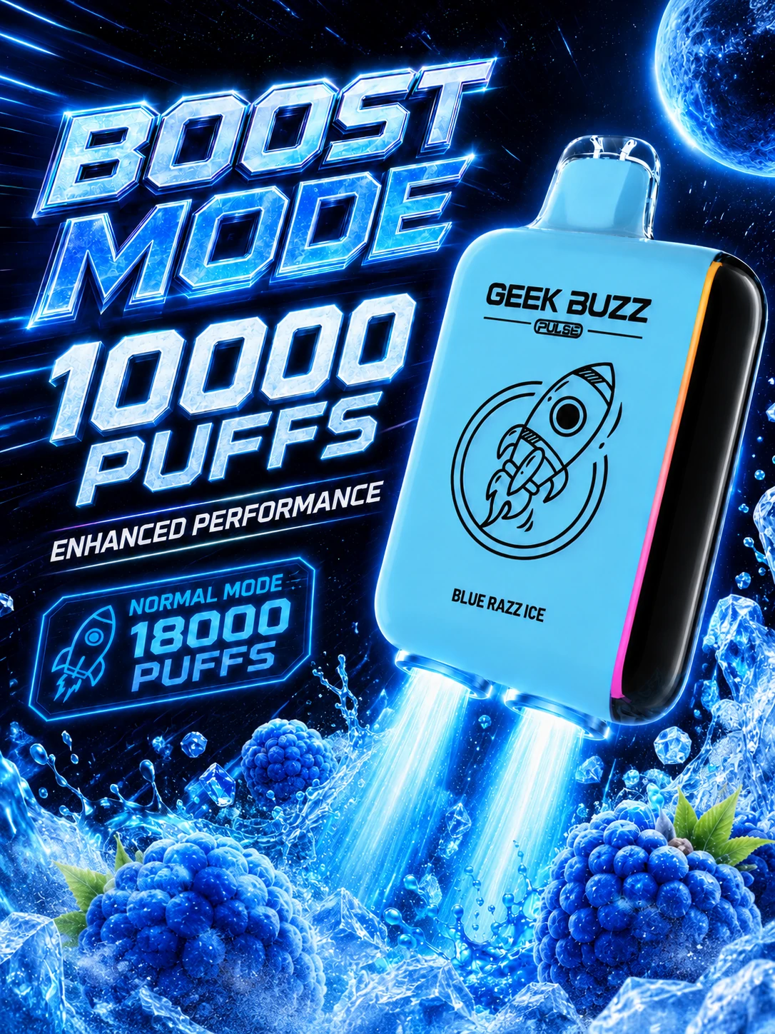 GEEK BUZZ PULSE Blue Razz Ice Disposable E-Cigarette
