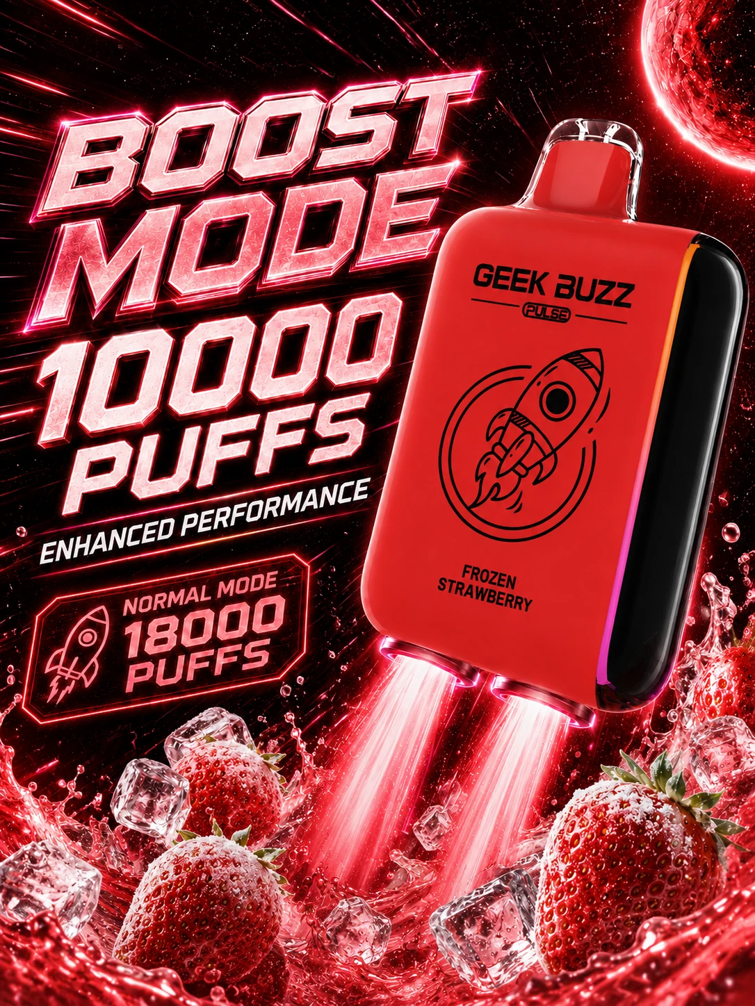 GEEK BUZZ PULSE Frozen Strawberry Adjustable Vape