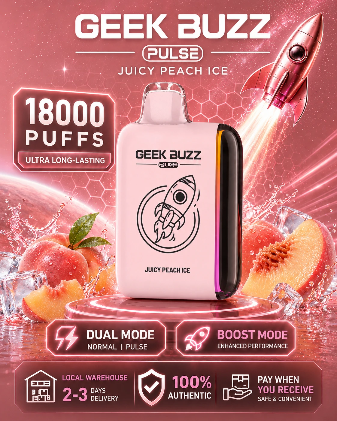 Juicy Peach Ice 18K Puffs Disposable Vaporizer