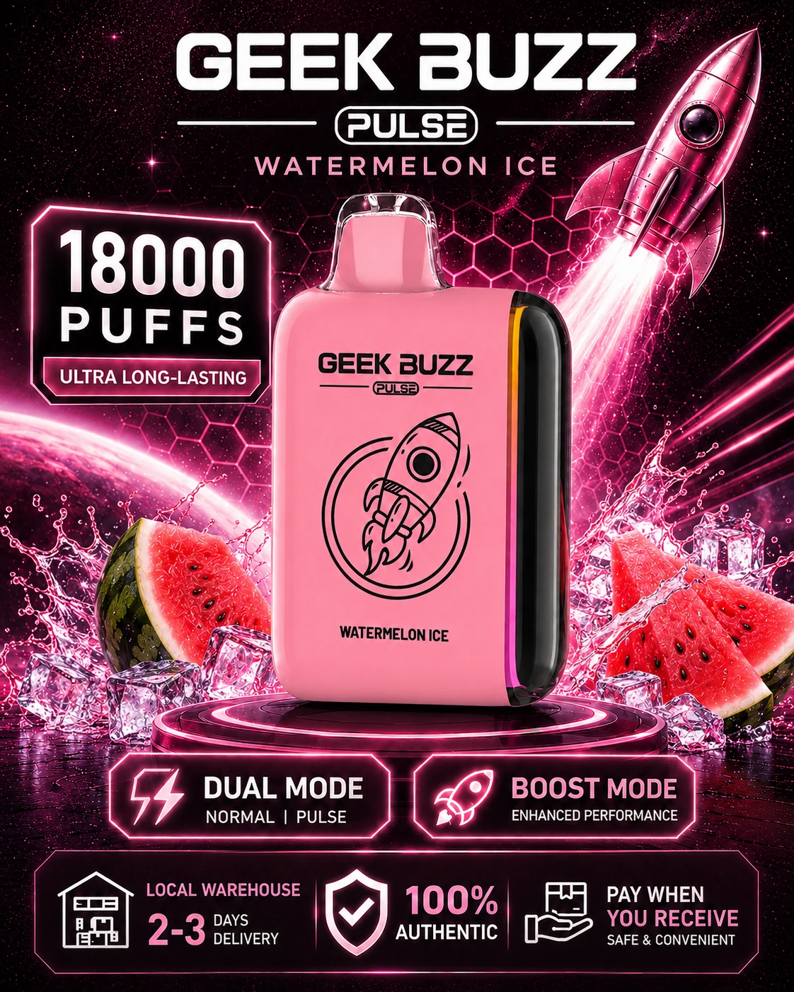 Watermelon Ice 18K Puffs Disposable Vape